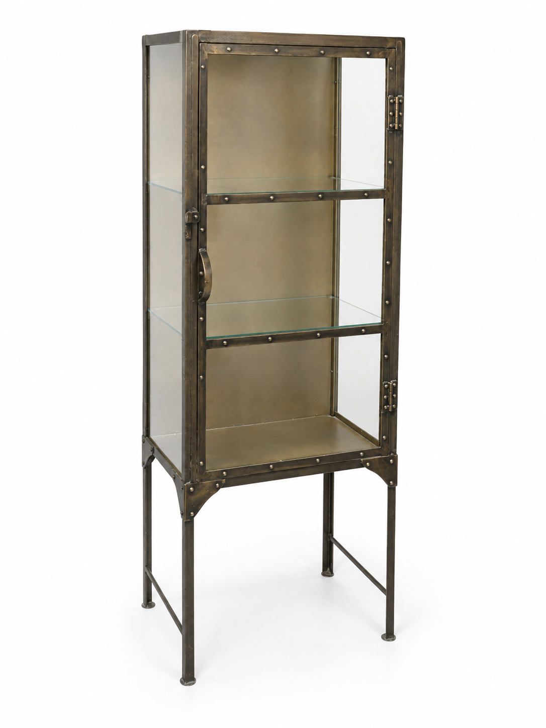 Industrial Metal and Glass Curio Cabinet