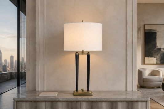 Lamp with Black Hardware