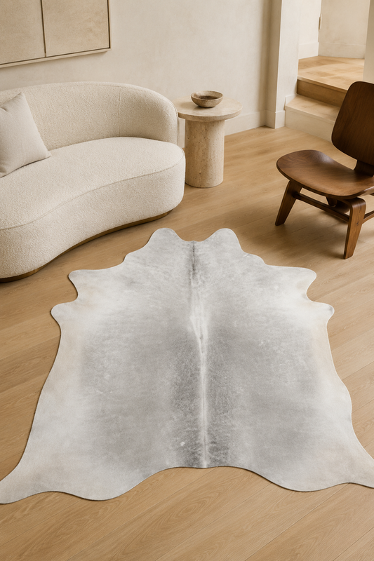 Medium Grey Large Brazilian Cowhide Rug 6'5"H x 5'11"W
